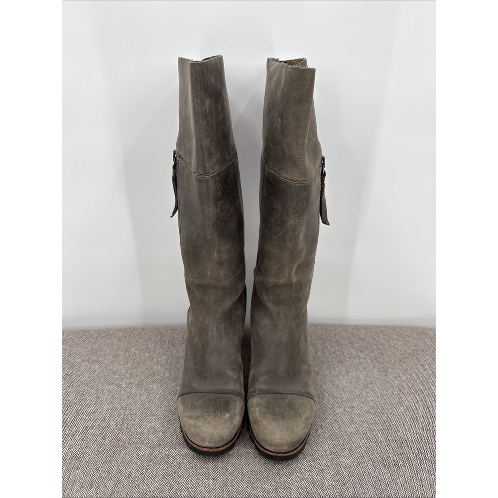 Sorel Womens Addington Distressed Gray Leather Tall Heeled Boot Size 8.5 Fall - Picture 2 of 9